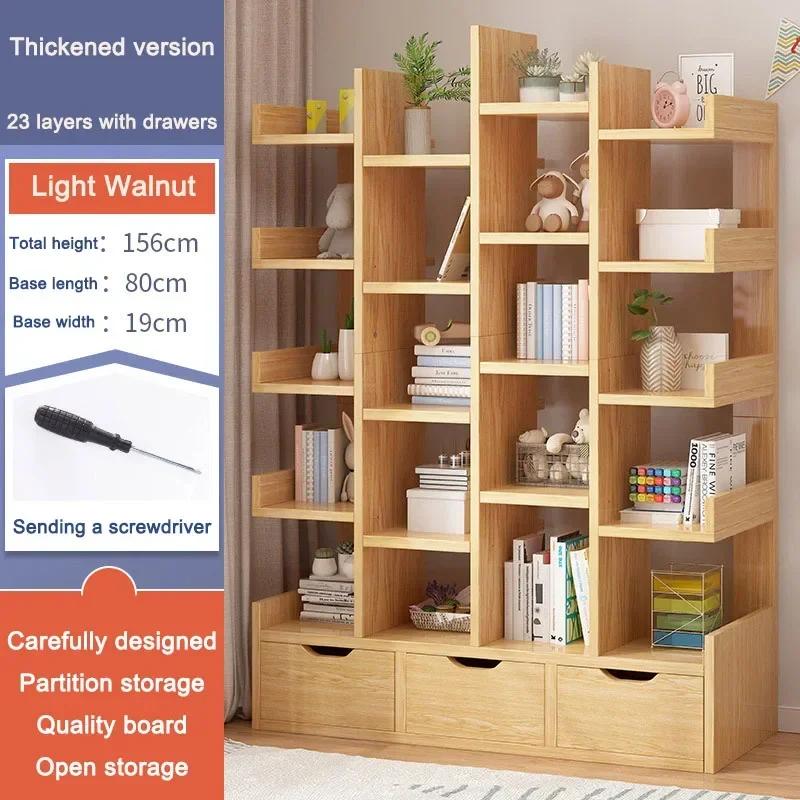 Floor Standing Living Room Bookshelf Multi-storey Library Shelf Open Ended Display Cabinet Small Footprint Simple Storage Rack
