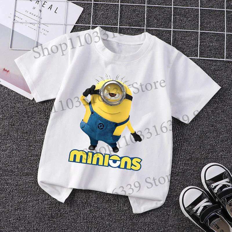 Minionses Kids T-shirt Children Short Sleeves Cartoon Tees Fashion Cotton T Shirt  Boy Girl Tops Summer Clothes Birthday Gift
