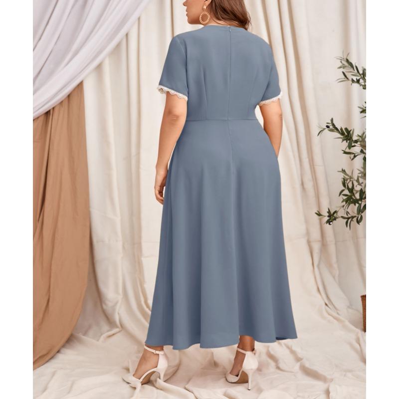 Плюс Размер Женщин Новый Осенний Стиль Элегантный Цвет Коллокации Платье