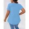 Plus Size Spring Summer Women's Casual Solid V-neck Short Sleeved T-shirt Women Comfortable and Fashionable T-shirt