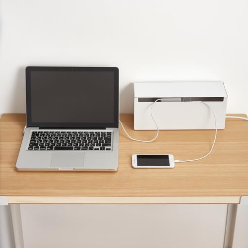 MUJI Steel Tap Storage Box, Flap Type, White Gray, 32cm (W) x 10cm (D) x 14cm (H), 44596654, Cable Box, Storage Box, Wire Concealment