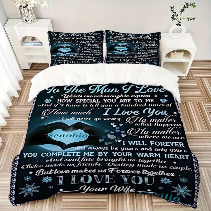3pcs Romantic Gifts for Husband Duvet Cover Set - Machine Washable, Includes 1 Cover and 2 Pillowcases, No Core Included yy251013053