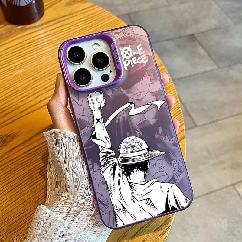 One Piece Luffy compatible phone case for iPhone 17/16/15 Pro Max and iPhone 13/14 Pro, new color silver version.