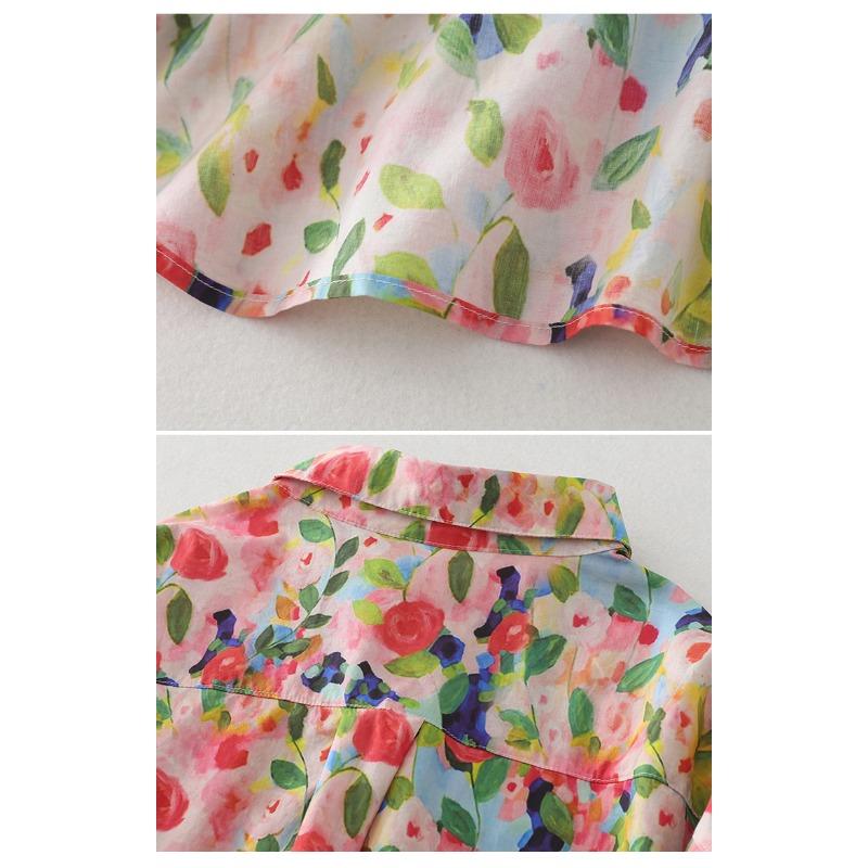 Dimanaf 2025 Женская весна Новая рубашка Блузка с длинным рукавом Пуговицы Модные топы Футболки Свободная цветочная блузка