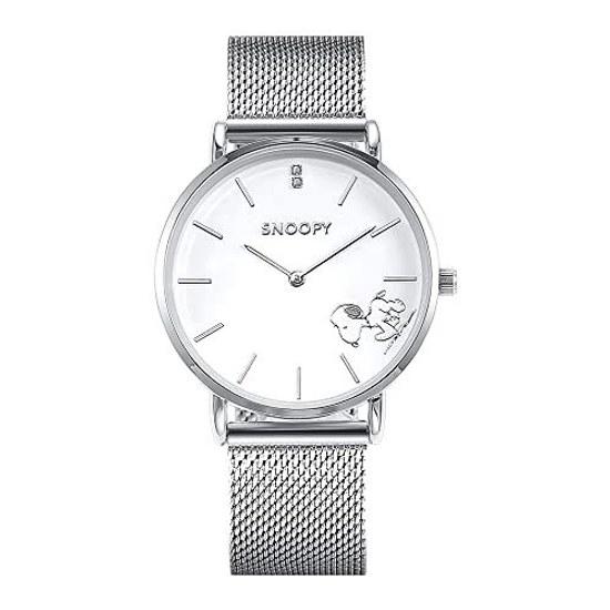 Limited 2000 pieces worldwide Snoopy Diamond Slim Womens Watch Brand Wristwatch Character (Silver)