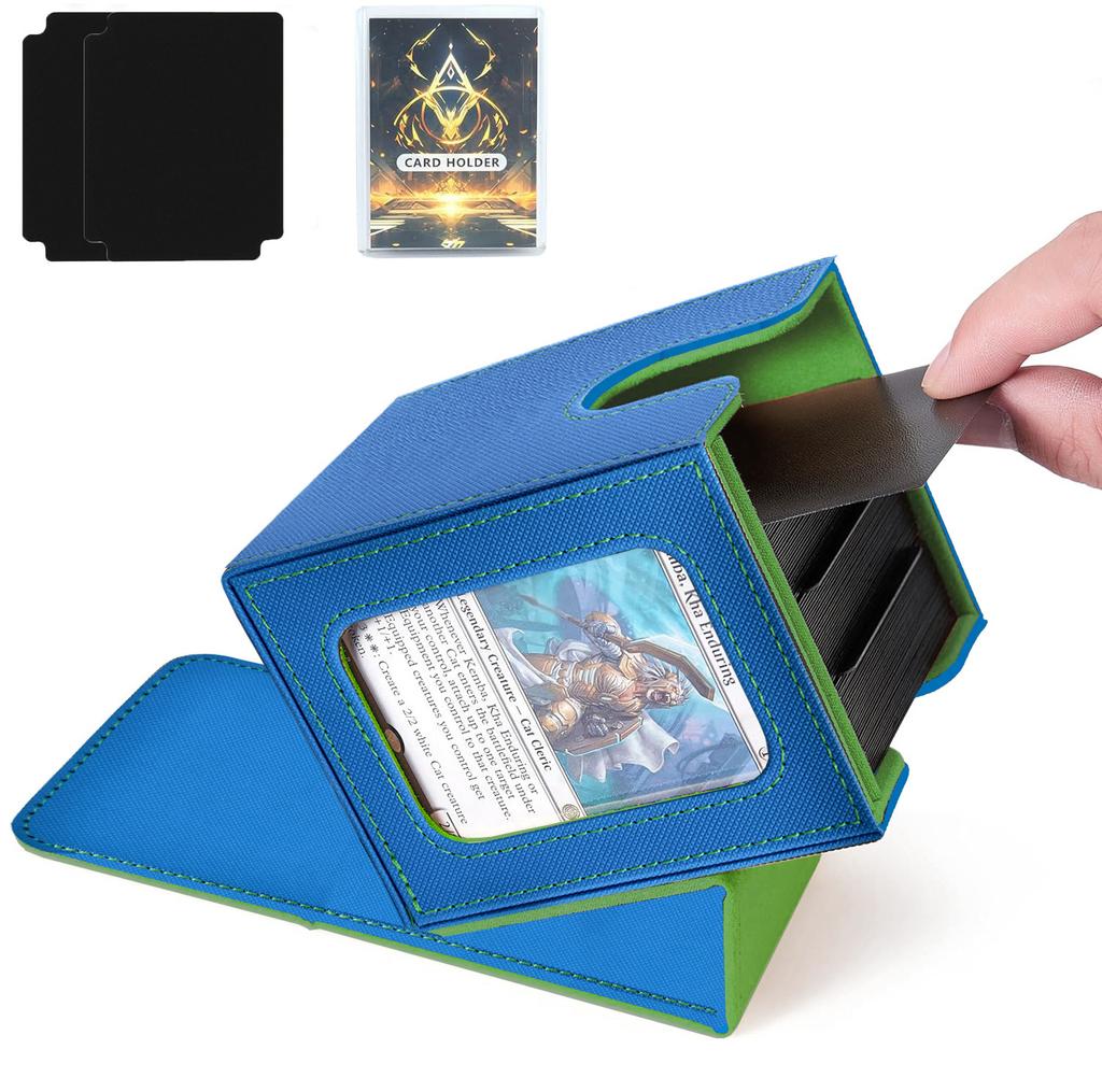 100+ Load Trading Card Deck Box for MTG Commander Display with 2 Dividers Game Sports Card Storage Box PU Magnet Deck Case