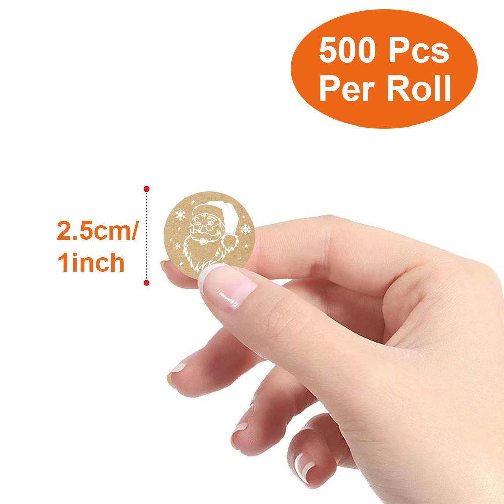 100-500pcs Kraft Paper Christmas Stickers New Year Thank You Stickers Christmas Decoration For Card Gift Box Package 1inch