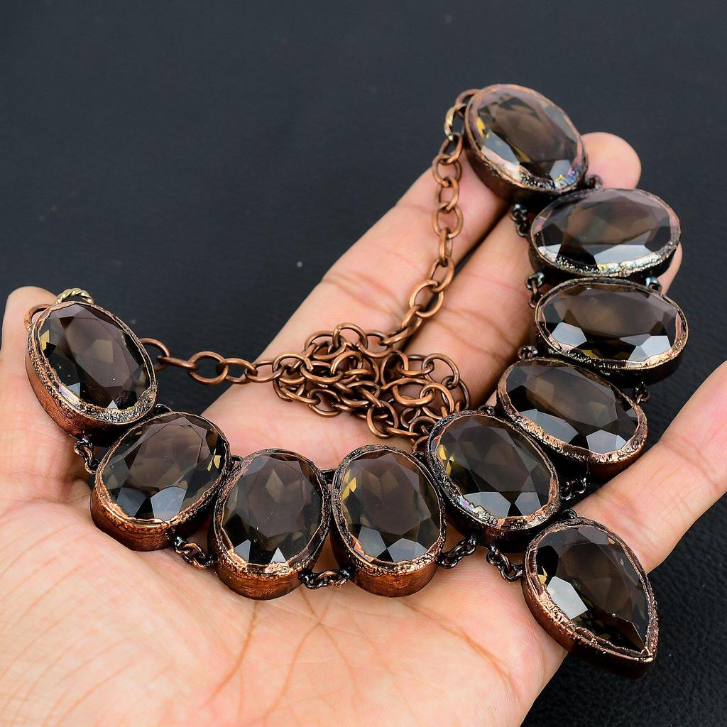 Smoky Topaz Necklace, Copper Electroformed Gemstone Jewelry, Handmade Necklace Amazing Jewelry, Gift For Her
