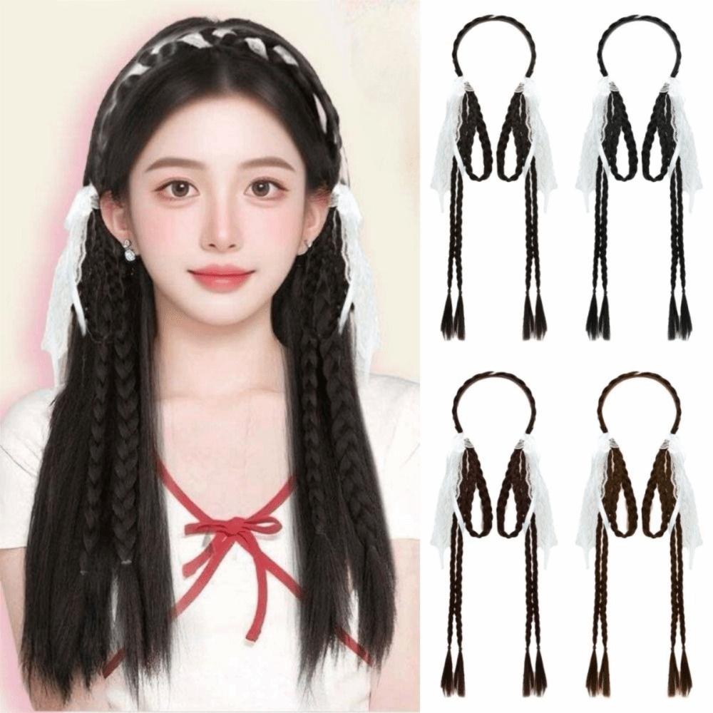 Synthetic Bunny Ear Headband Ponytail Ballet Style Long Pony Tail Hairpieces Cosplay