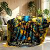 Custom Name Personalized Bumblebee Print Blanket, Home Decor, Bedroom, Sofa, Camping, Couch, Gifts for Birthday Christmas