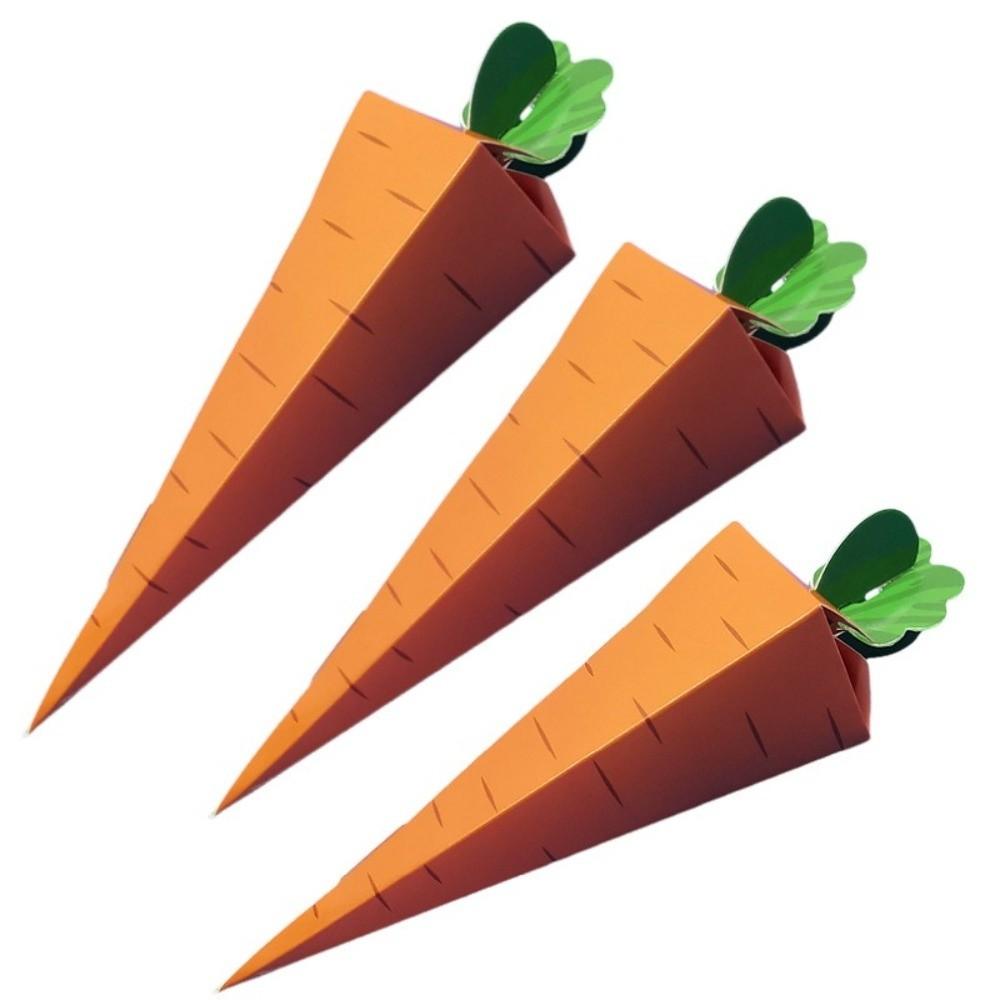 50pcs/set Cone Shaped Easter Candy Box Empty DIY Box Carrot Paper Box Thickened Large Capacity Carrot Gift Box Kids Birthday