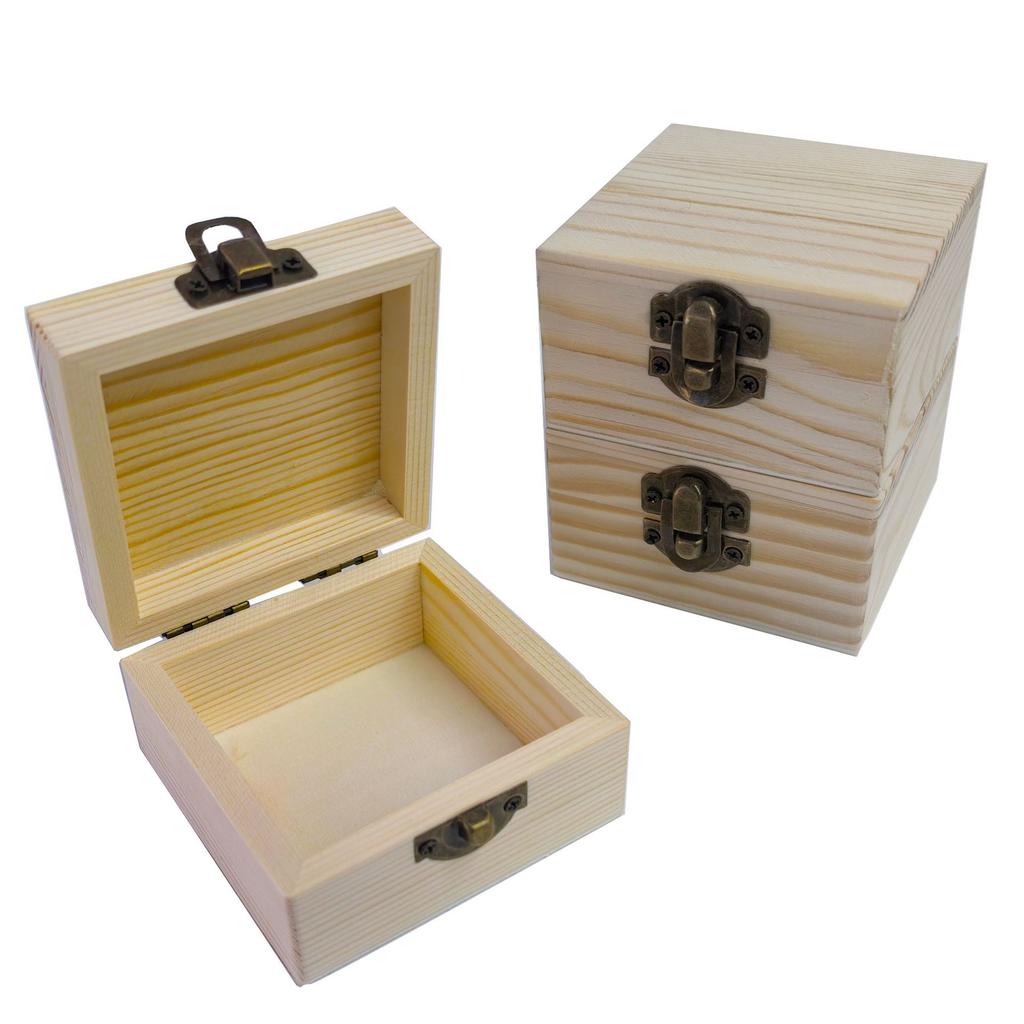 1Pc 8x8x4.5cm Natural Wooden Storage Box Plain Pine Wood Gift Box for Home Sundries Jewelry & Small Accessories