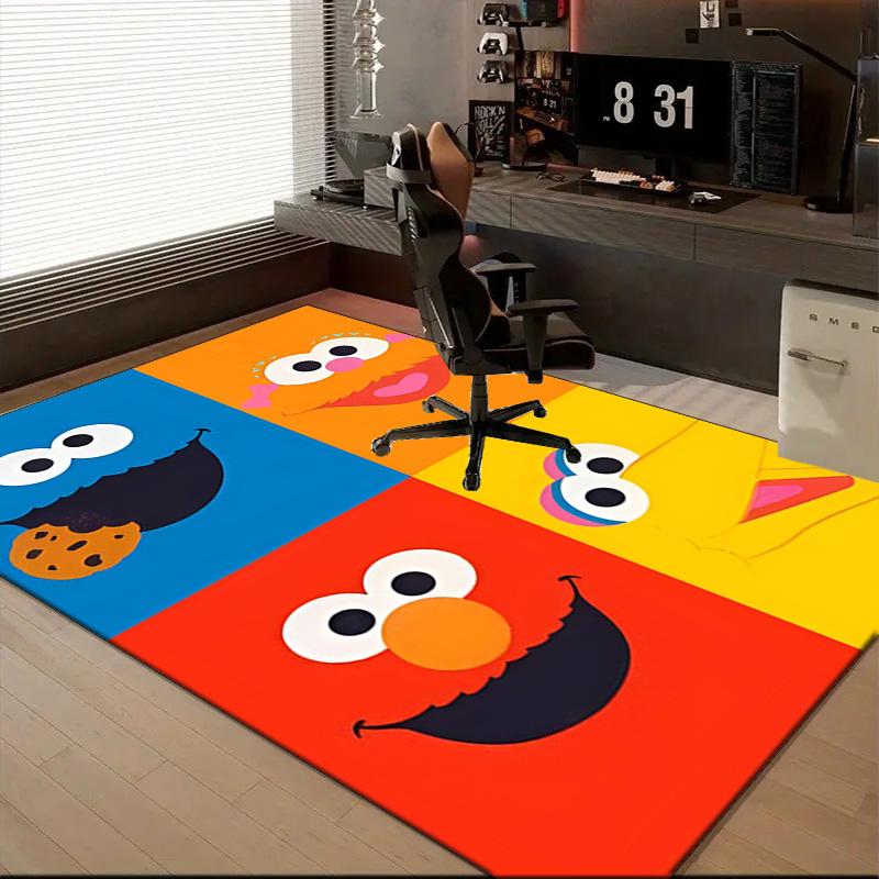 Colorful Sesame Muppets Together Floor Mat for Living Room, Game Rooms, Office, Bedroom, Office Floor Mat Playful Design, Christmas fan gifts