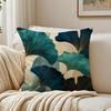 LuxuryStyle Blue Gold Ginkgo Leaves Pillow Case Organic Short Plush Cushion Covers Breathable Washable WrinkleResistant