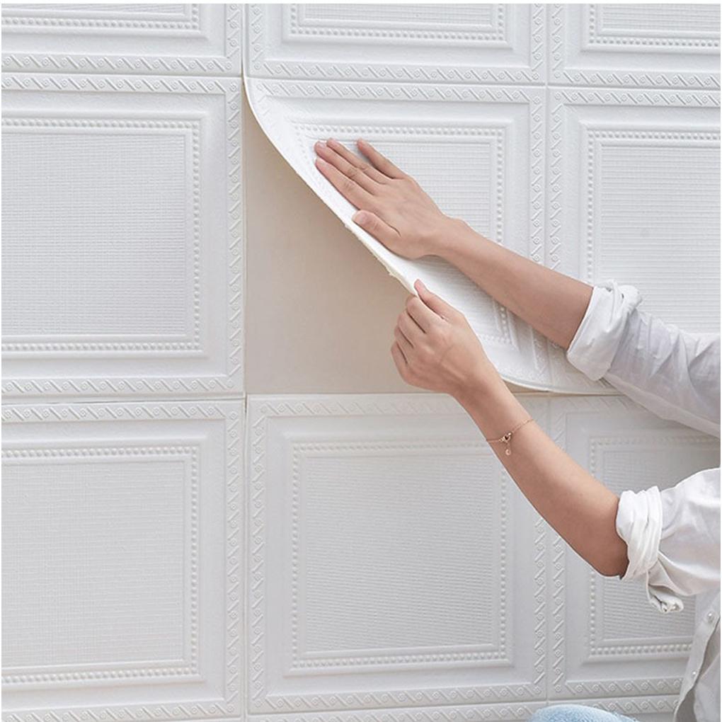 10 штук Самоклеящиеся потолочные плитки Водонепроницаемая пенопластовая панель для DIY домашнего декора 3D пенопластовая наклейка на стену