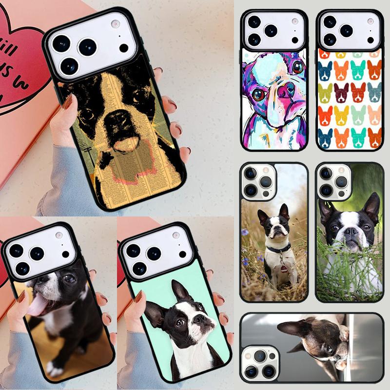 Boston Terrier Dog Faces Phone Case For iPhone 17 Air 14 15 13 12 Max Cover For Apple 14 15 16 16e 11 Pro Max Plus Coque