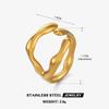 Stainless Steel New Gold Color Creative Handmade Rings for Women Irregular Wave Smooth Engagement Simple Jewelry Adjustable Ring