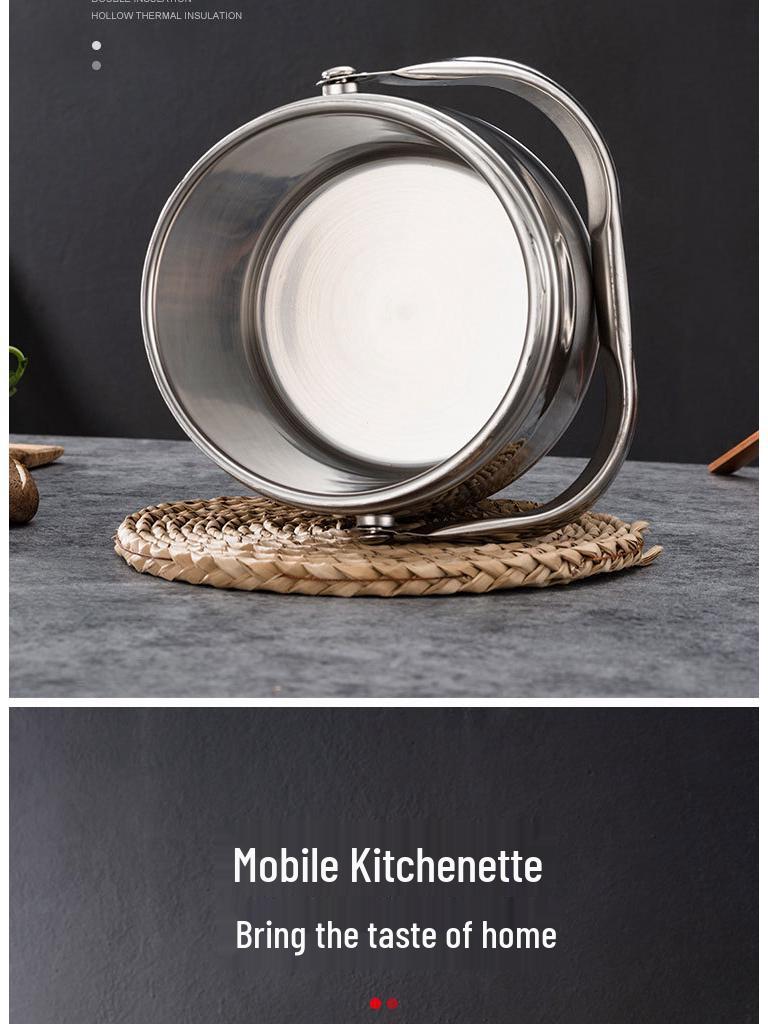 Double-Layer Stainless Steel Insulated Lunch Box – Drum-Shaped Bento for Students & Office Workers.