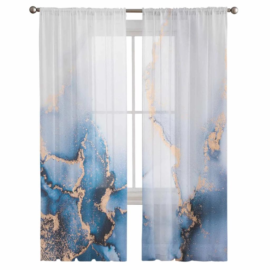 Abstract Marble Watercolor Sheer Curtains For Living Room Kitchen Window Curtains Bedroom Tulle Voile Curtains