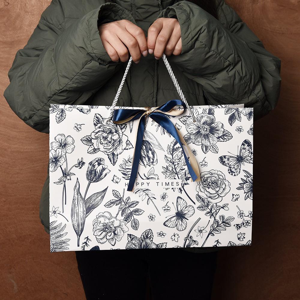 12 шт. Маленькие подарочные пакеты с ручками и лентой, пакеты для подарков на вечеринку, бумажный подарочный пакет с цветочным принтом, элегантные подарочные пакеты с ручками