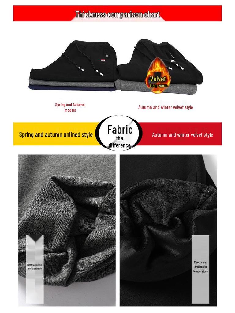 Men's Cotton Casual Pants - 2025 Spring/Autumn, Loose Fit, Plus Size, Straight Leg, Cuffed Sweatpants