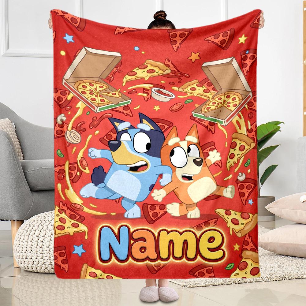 Pizza Party Pals Customize Your Name Blanket Multi-purpose Customizable Blanket Warmthful Decor Versatile for Seaside Home Decor Nap Bed
