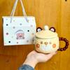 Give Girls Birthday Gifts Milk Fufu Cute Bear Ceramic Mug with Lid Couple Girlfriend Souvenir Gift Box