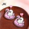 Colorful Acrylic Pendant Jewelry 1 Pair Summer Halloween Ghost Earrings for Women, Cute Pool Float Dangle Drop Earrings, 2D Holiday Party Accessory