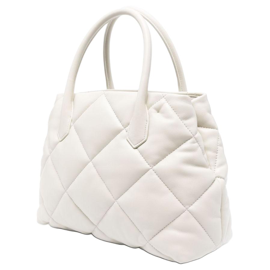 Emporio Armani Solid Color Diamond Quilted Logo Tote Bag Women tote bags Ivory Y3D269-YWJ8I-80011