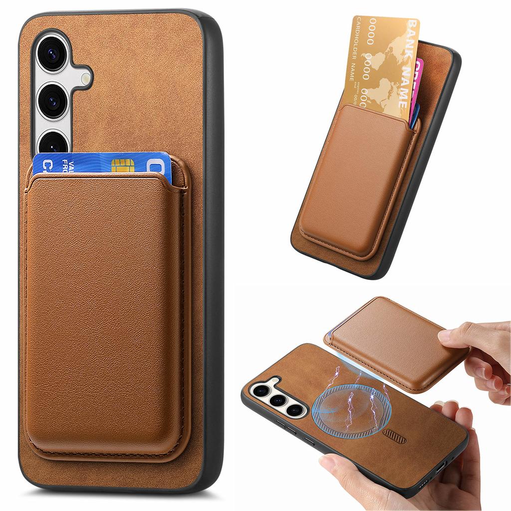 For Samsung Galaxy S25 Case Detachable Magnetic Card Bag Leather Phone Back Cover