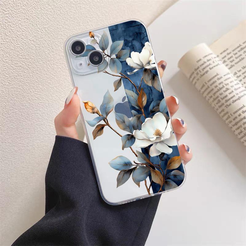 Винтажный прозрачный чехол для телефона с цветами для iPhone 12 11 13 Pro Max Mini 14 Pro Max Plus 7 8 Plus SE2 X XR XS, задняя крышка с бабочкой и растением