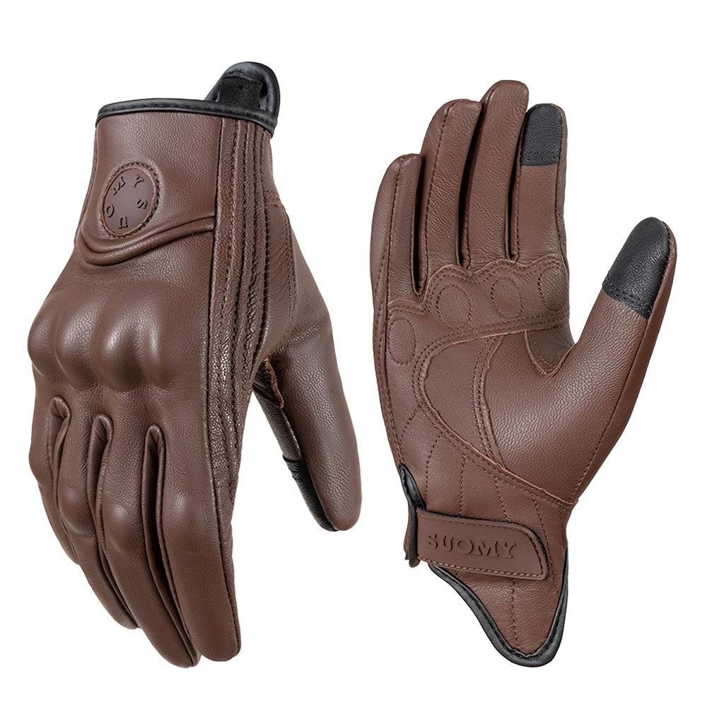 Cycling anti-drop gloves summer touch screen sheepskin retro locomotive men's and women's knight equipment