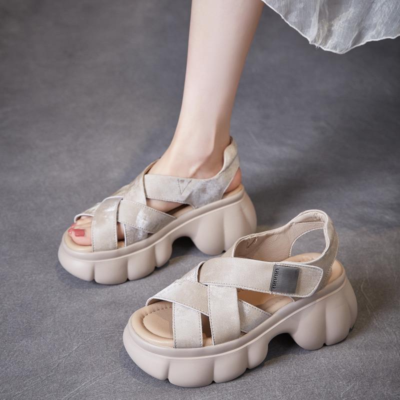 2025 Летняя обувь из натуральной кожи, женские босоножки на платформе, модные брендовые туфли на высоком каблуке, женские туфли для вечеринок, элегантные босоножки на высоком каблуке 8 см