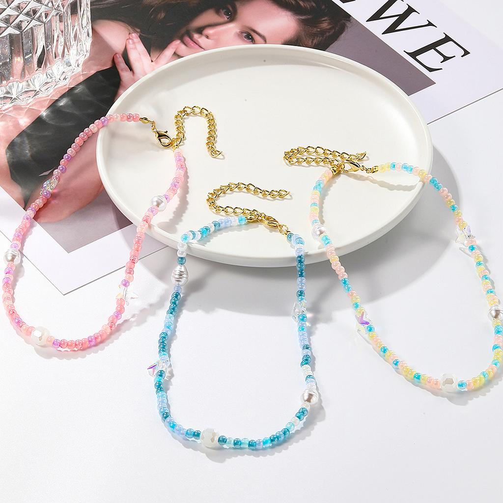 Ожерелье для женщин Ожерелья из бисера Женские сотни с высококачественным чувством не теряющего цвета Ожерелья из бисера ручной работы Ins Красочные ожерелья из бисера