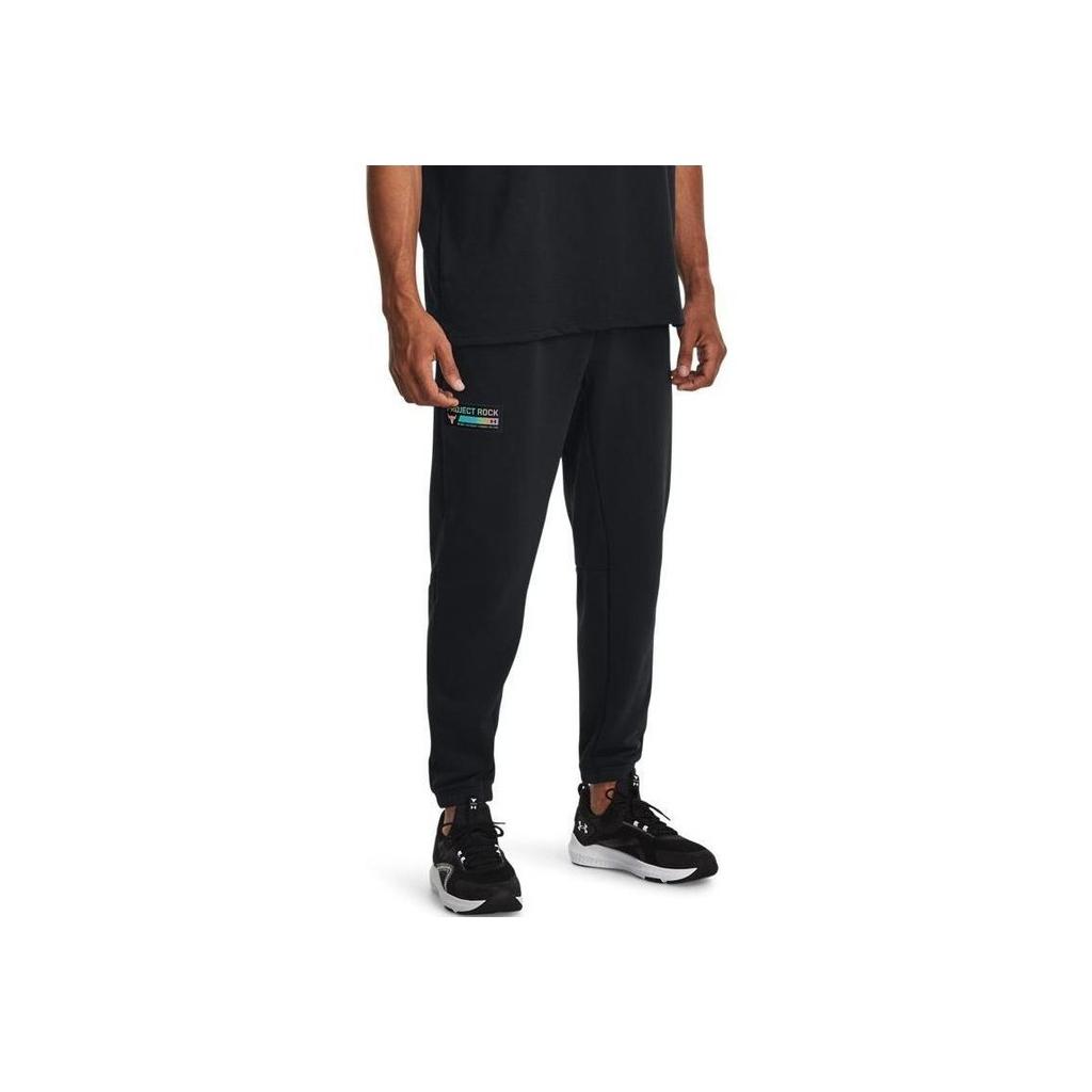 Under Armour Johnson Series Solid Color Elastic Waistband Tapered Knit Sports Pants Men Pants Black 1380158-001