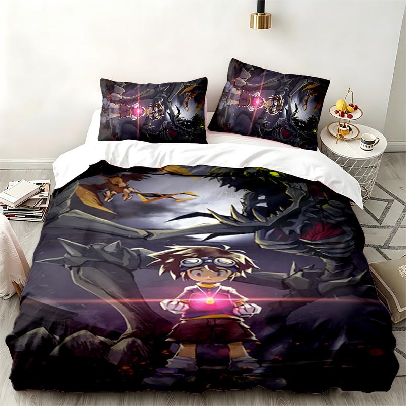 Digimon 3pc set Perfect for bedroom use Comfortable bedding set includes a duvet cover and two pillowcases Ideal birthday or Christmas gift