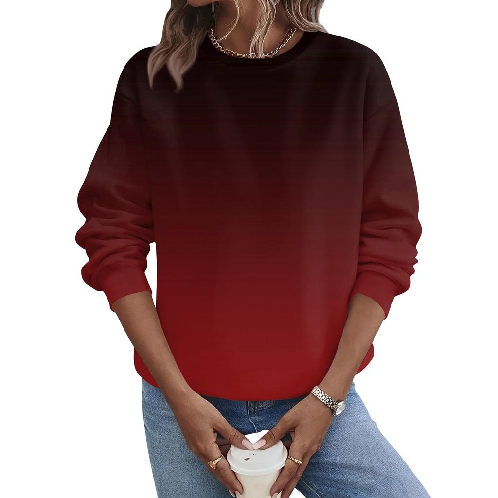 Женская осенне-зимняя повседневная толстовка с круглым вырезом и длинным рукавом с принтом