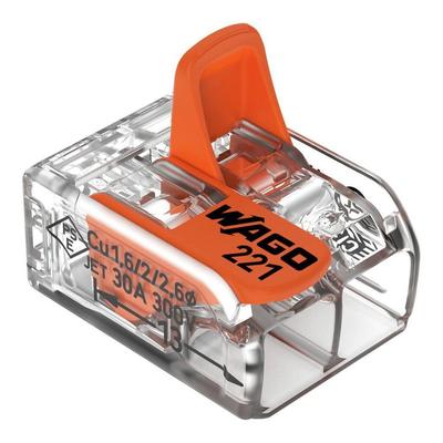 Wago Japan Одноконтактный соединитель, рычажный тип, 2 контакта, упаковка 50 шт., WFR-2L