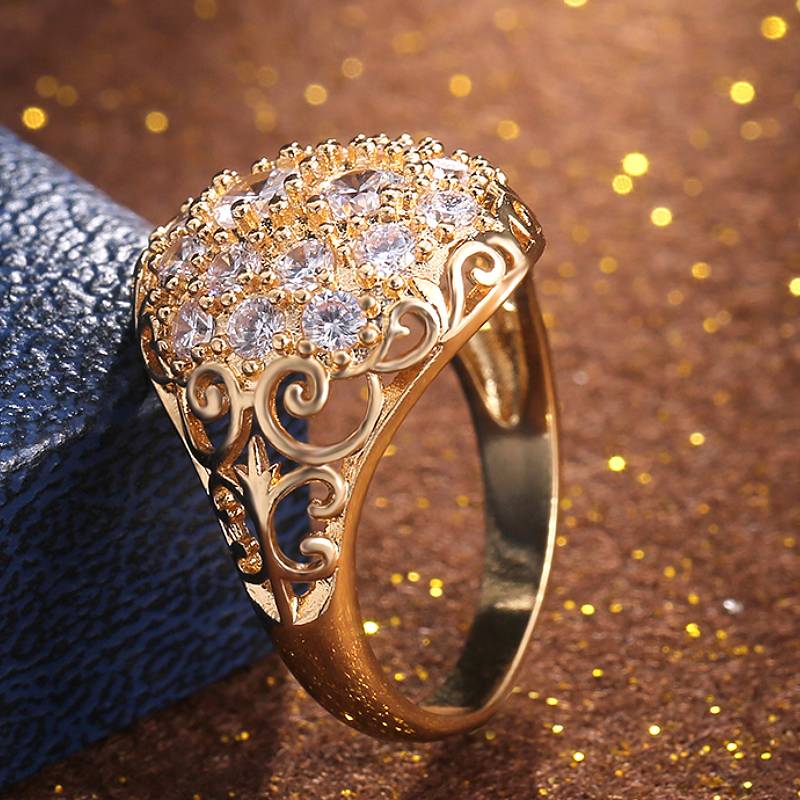 Xiaomi Huitan Full Sparkling CZ Women Ring Romantic Gold Color Wedding Luxury Lady Accessories Trendy Party Anniversary Jewelry Gift