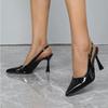 Черные Лакированные Туфли-лодочки на Высоком Каблуке Женские Простые Универсальные Туфли Модные Сексуальные Туфли-слингбэки Элегантные Мюли Сандалии Женские