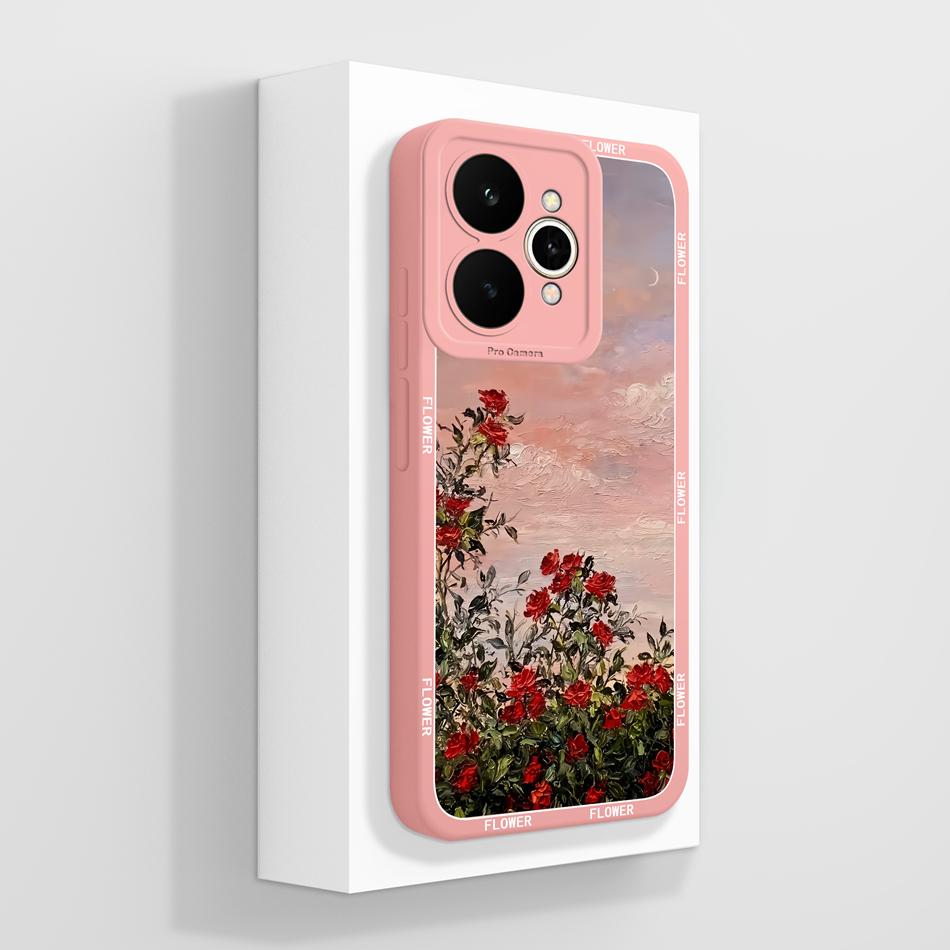 For Realme 15 Pro 5G Phone Case Pretty Flowers Patterns Soft Liquid Silicone Full Coverage Cover For Realme15 Shockproof Bumper