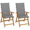 Day and Night - Day and Night Reclining Garden Chairs 2 Pcs Solid Acacia Wood Cushions