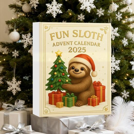 Ленивец Адвент-календарь Веселое Рождественское украшение 24 Акриловых Коллекционных Ленивца 24-дневный Календарь Обратного Отсчета Праздничный Подарок для Любителей Ленивцев