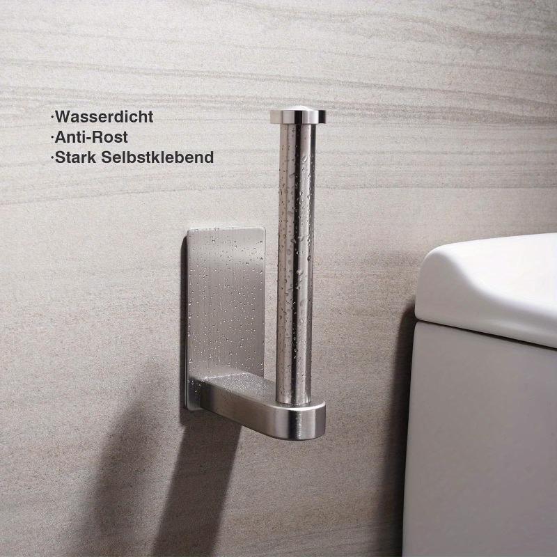 1Pc Stainless Steel Toilet Paper Holder - No Drilling Required Self-Adhesive Freestanding Bathroom And Kitchen Roll Holder With Brushed Finish