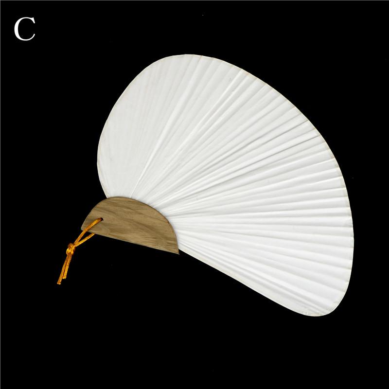 Практичный трехтипный веер с бамбуковой ручкой, чистый бумажный веер