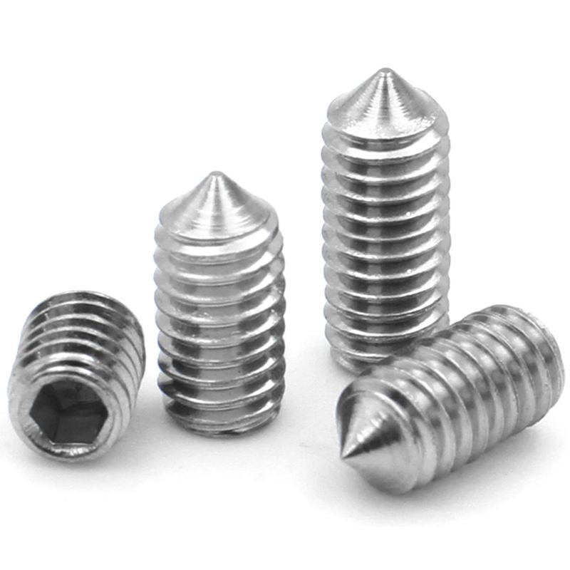 5 шт. DIN914 M2 M2.5 M3 M4 M5 M6 M8 M10 M12 Нержавеющая сталь 304 Винты установочные с шестигранным углублением под ключ, конический наконечник, винт-гужон
