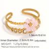 Exquisite Colorful Zircon Flower Design Stainless Steel Rings Gold Plated Waterproof Jewelry For Daily Wear Vacation Seaside