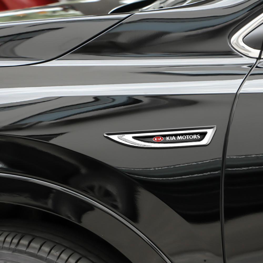 2026 Hot Car Sticker 2Pcs Car Styling Side Door Body Fender Knife Badge Metal Stickers Decoration For Kia Sportage 3 Rio K2 Ceed