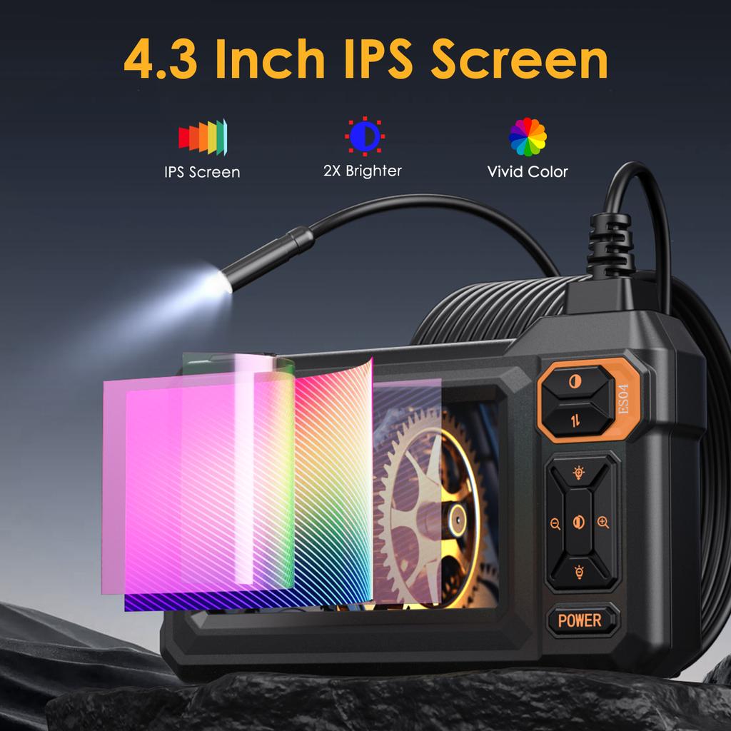 Промышленная эндоскопическая камера 8 мм HD1080P 4,3-дюймовый IPS-экран 16,5 ТФ камера для осмотра труб для ремонта автомобилей IP67 Водонепроницаемая 8 светодиодов