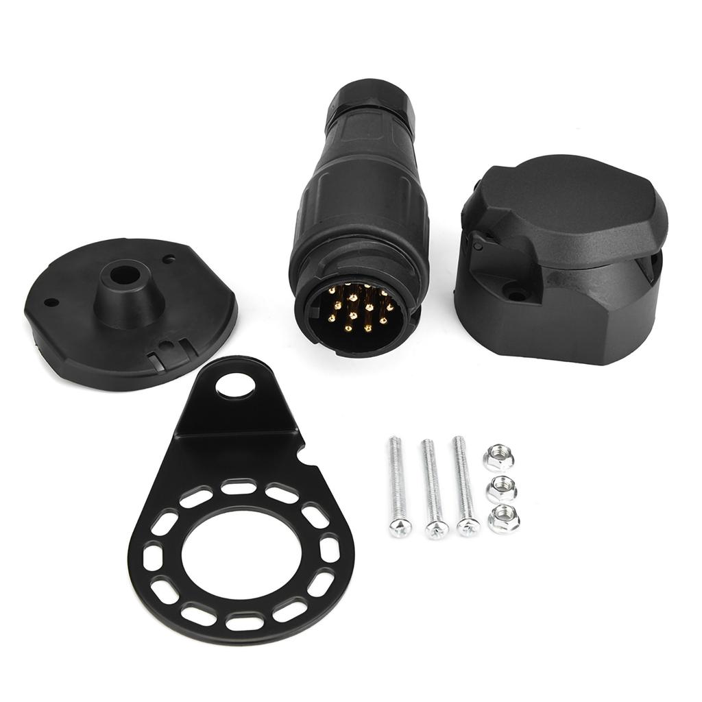 12V 13Pin Trailer Plug Socket Connector Adapter Bracket for Trailer Caravan Towing Towbar